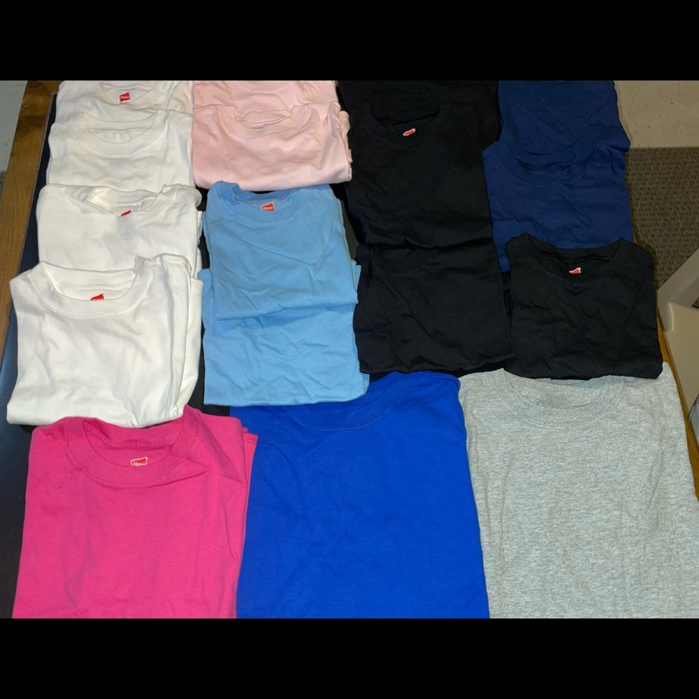 Bundle of toddler and youth basic Hanes tee shirts 3T-4T youth M L lot of 17 New
